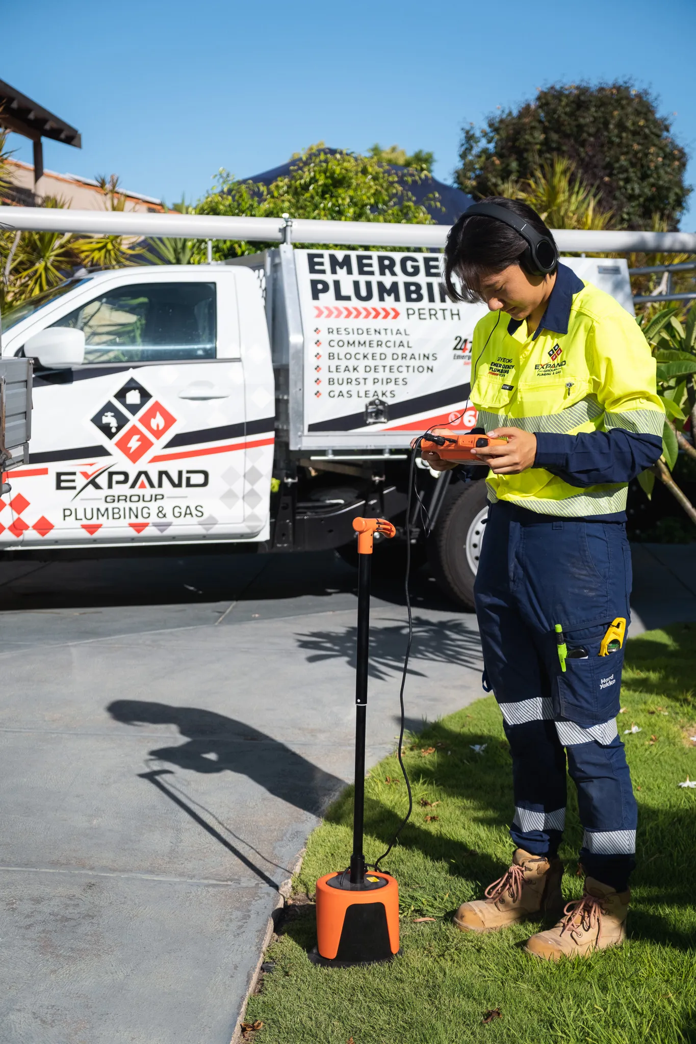 Licensed gas fitter inspecting gas pipework for a suspected leak